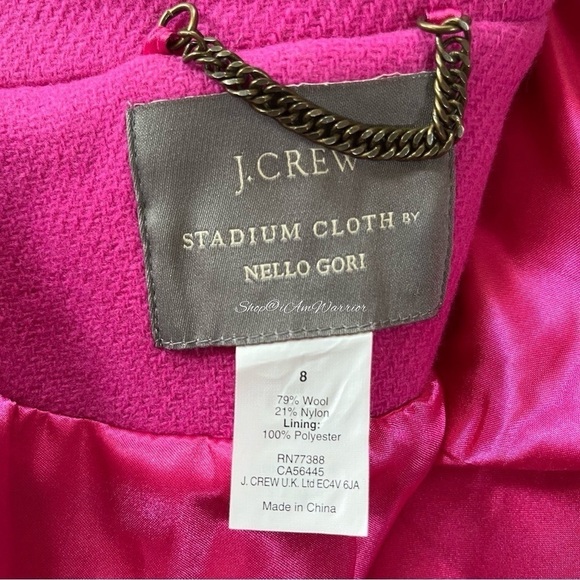 J. Crew fuchsia pink double breasted stadium cloth peacoat *shop@iamwarrior - Picture 12 of 13